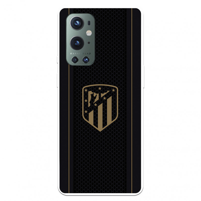 Coque pour OnePlus 9 Pro de l'Atlético de Madrid Écusson Doré Fond Noir - Licence Officielle de l'Atlético de Madrid