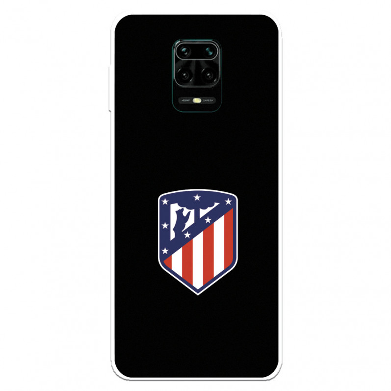 Coque pour Xiaomi Redmi Note 9 Pro de l'Atlético de Madrid Écusson Fond Noir - Licence Officielle de l'Atlético de Madrid