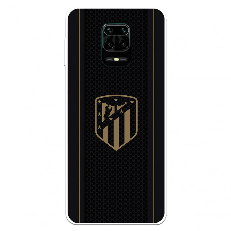 Coque pour Xiaomi Redmi Note 9 Pro de l'Atlético de Madrid Écusson Doré Fond Noir - Licence Officielle de l'Atlético de Madrid