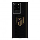 Coque pour Samsung Galaxy S20 Ultra de l'Atlético de Madrid Écusson Doré Fond Noir - Licence Officielle de l'Atlético de Madrid