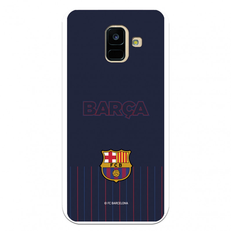 Coque pour Samsung Galaxy A6 2018 du FC Barcelone Barsa Fond Bleu - Licence Officielle du FC Barcelone