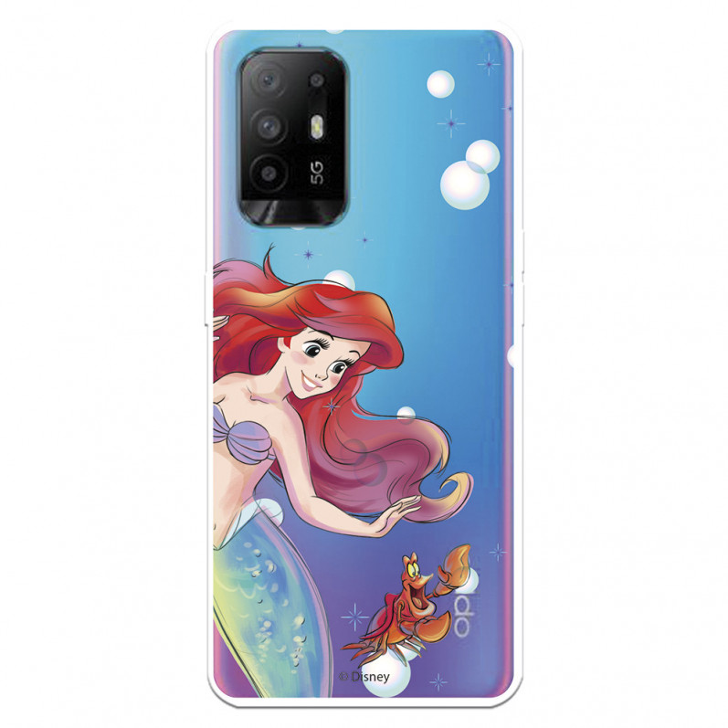 Funda para Oppo A74 5G Oficial de Disney Ariel y Sebastián Burbujas - La Sirenita