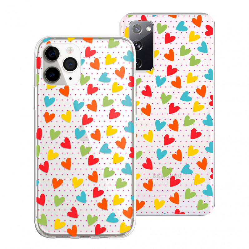 Coque Dessin Imprimé Coeurs Couleurs