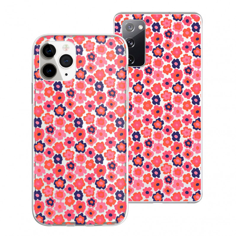 Coque Dessin Imprimé Floral Rose et Lila