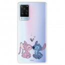 Funda para Vivo X60 Pro Oficial de Disney Angel & Stitch Beso - Lilo & Stitch