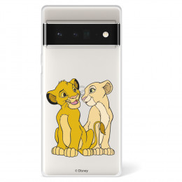 Funda para Google Pixel 6 Pro Oficial de Disney Simba y Nala Silueta - El Rey León