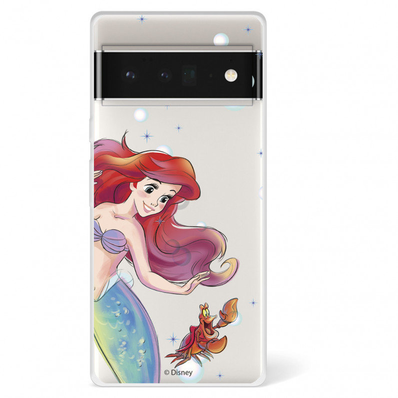 Funda para Google Pixel 6 Pro Oficial de Disney Ariel y Sebastián Burbujas - La Sirenita