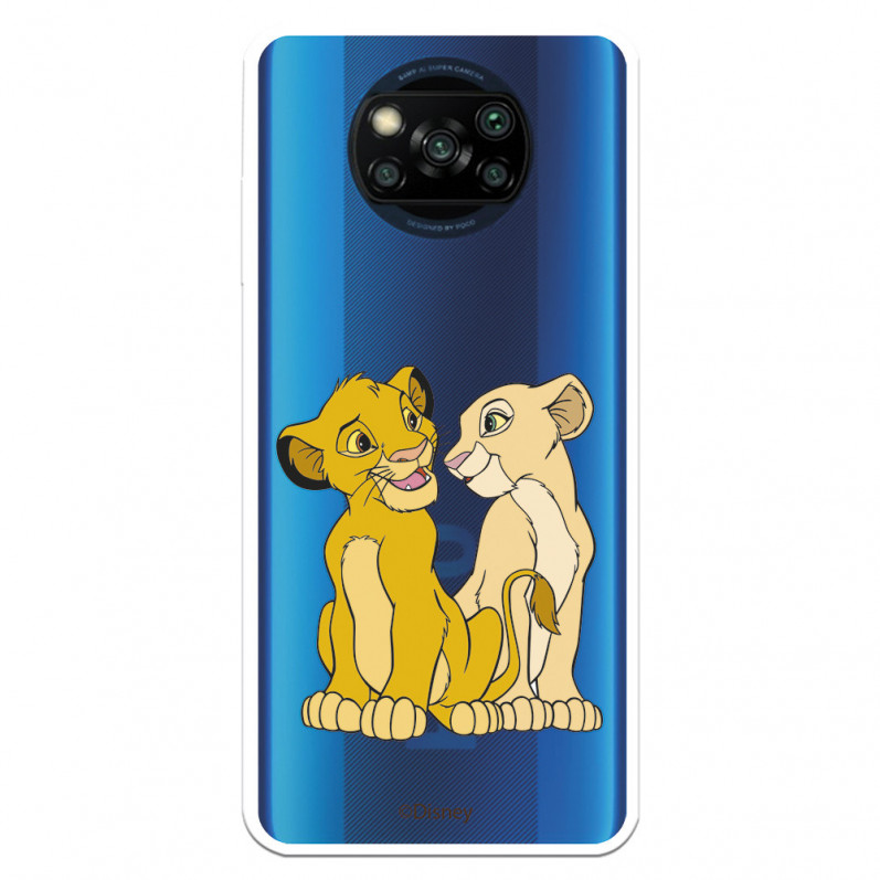 Coque pour Xiaomi Poco X3 Pro Disney Officiel Simba et Nala Silhouette - Le Roi Lion
