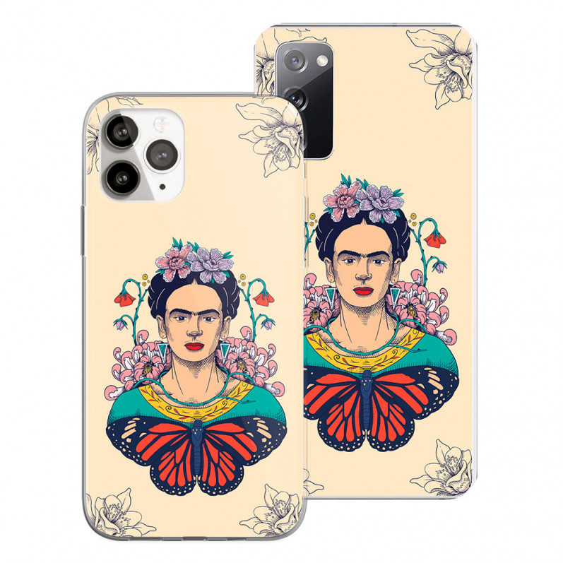 Coque Officielle Frida Kahlo - Illustration Frida avec Papillon