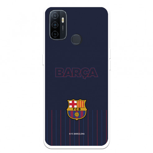 Coque pour Oppo A53s du FC Barcelona Barsa Fond Bleu - Licence Officielle du FC Barcelone
