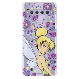 Funda para TCL 10 Plus Oficial de Disney Campanilla Flores - Peter Pan