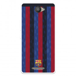 Funda para BQ Aquaris U del FC Barcelona Fondo Rayas Verticales  - Licencia Oficial FC Barcelona