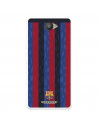 Funda para BQ Aquaris U del FC Barcelona Fondo Rayas Verticales  - Licencia Oficial FC Barcelona