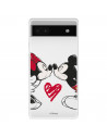 Funda para Google Pixel 6A Oficial de Disney Mickey y Minnie Beso - Clásicos Disney