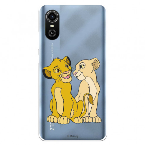 Funda para ZTE Blade A31 Plus Oficial de Disney Simba y Nala Silueta - El Rey León