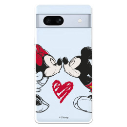 Funda para Google Pixel 7A Oficial de Disney Mickey y Minnie Beso - Clásicos Disney