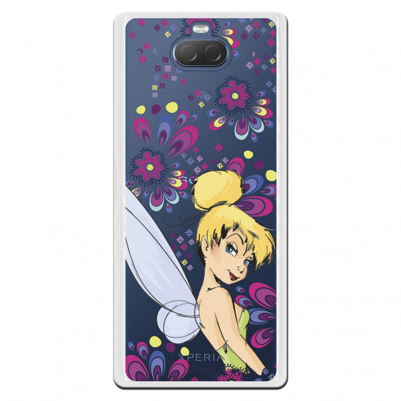 Carcasa Oficial Disney Campanilla Flores Transparente para Sony Xperia 10 - Peter Pan- La Casa de las Carcasas