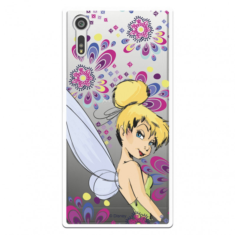 Carcasa Oficial Disney Campanilla Flores Transparente para Sony Xperia XZ - Peter Pan- La Casa de las Carcasas