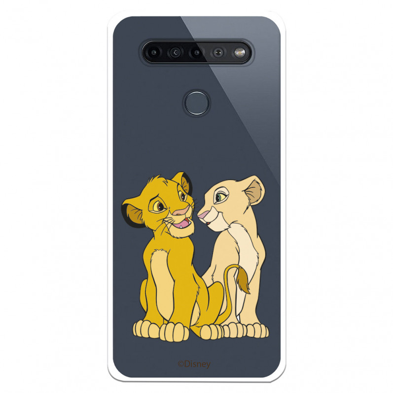 Funda para LG K51S Oficial de Disney Simba y Nala Silueta - El Rey León