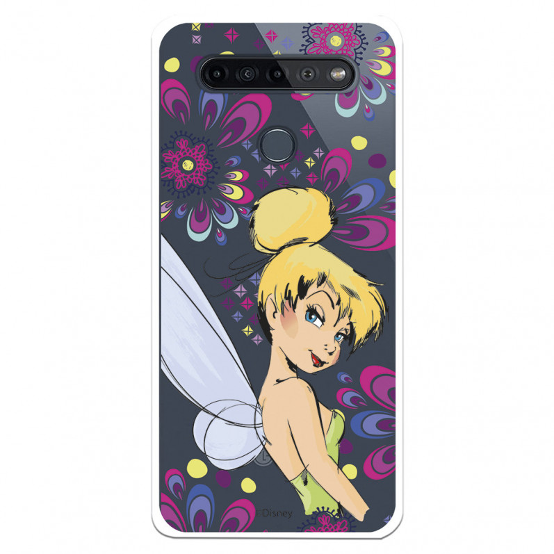 Funda para LG K51S Oficial de Disney Campanilla Flores - Peter Pan