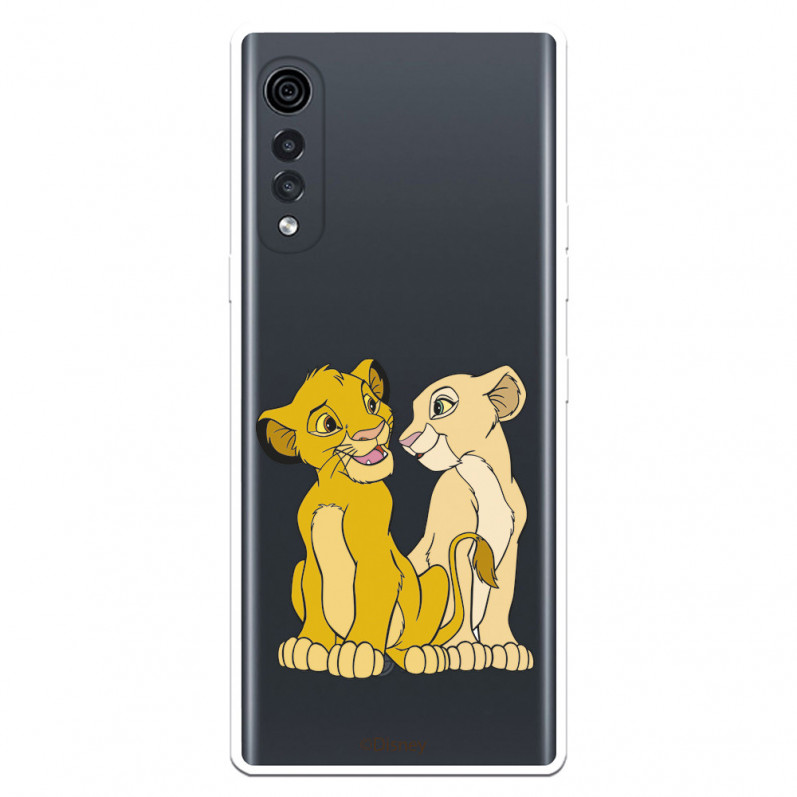 Funda para LG Velvet 5G Oficial de Disney Simba y Nala Silueta - El Rey León