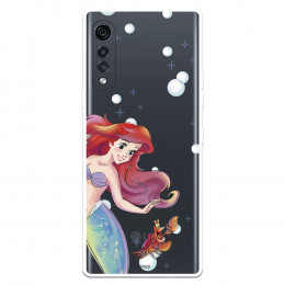 Funda para LG Velvet 5G Oficial de Disney Ariel y Sebastián Burbujas - La Sirenita