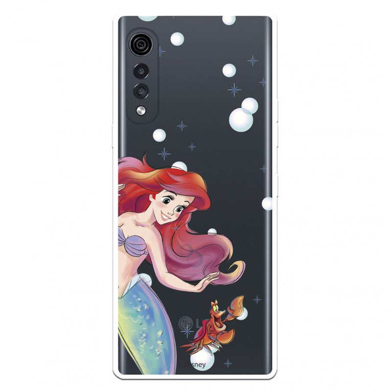 Funda para LG Velvet 5G Oficial de Disney Ariel y Sebastián Burbujas - La Sirenita