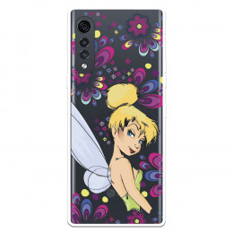 Funda para LG Velvet 5G Oficial de Disney Campanilla Flores - Peter Pan