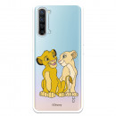 Funda para Oppo Reno 3 Oficial de Disney Simba y Nala Silueta - El Rey León