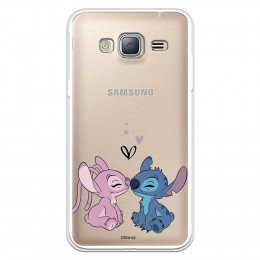 Funda para Samsung Galaxy J3 2016 Oficial de Disney Angel & Stitch Beso - Lilo & Stitch