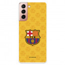 Coque pour Samsung Galaxy S21 du FC Barcelone Écusson "Mes que un Club"" Fond Jaune - Licence Officielle du FC Barcelone"