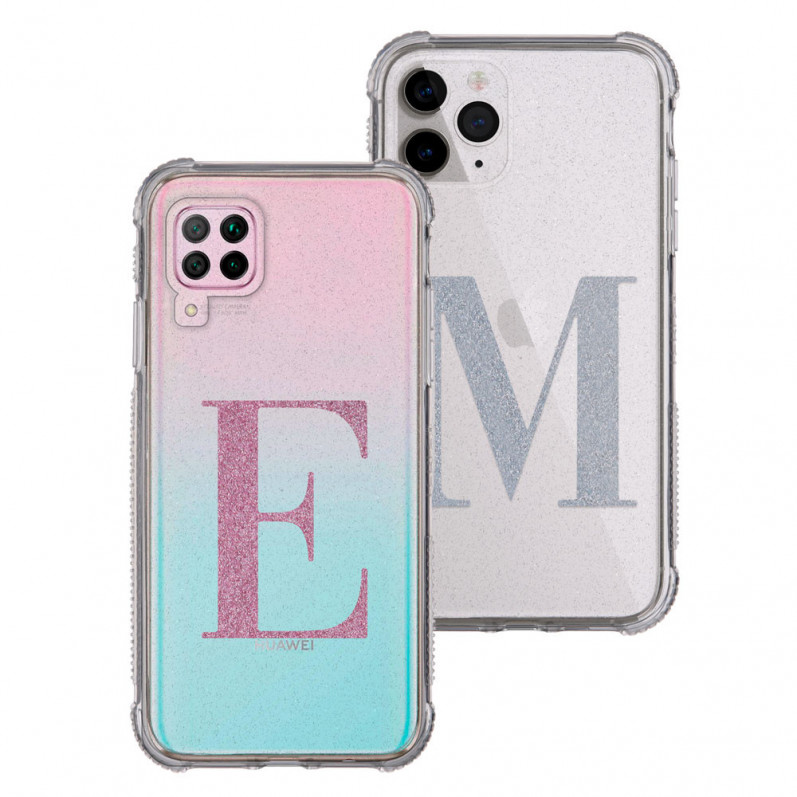 Coque Purpurine Renforcée avec votre Initiale Brillante - Edition Limitée