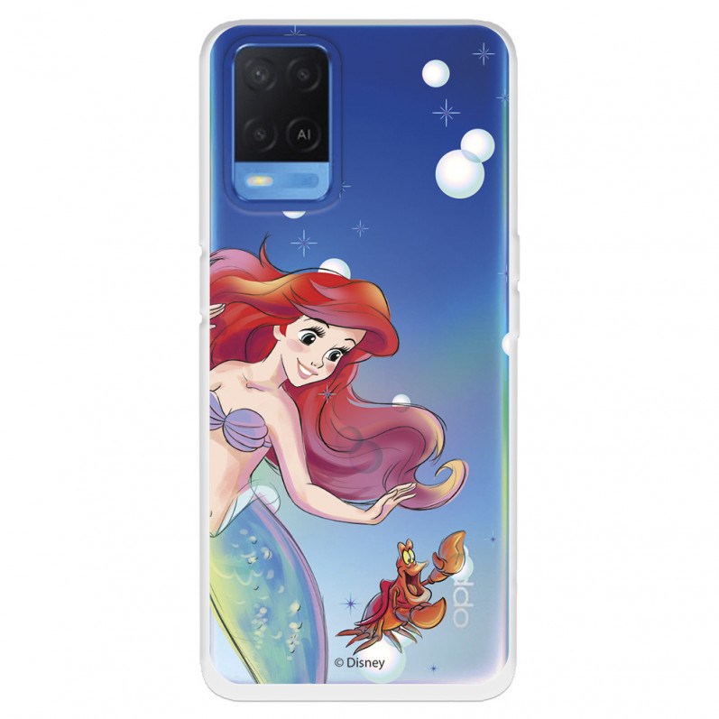 Funda para Oppo A55 4G Oficial de Disney Ariel y Sebastián Burbujas - La Sirenita