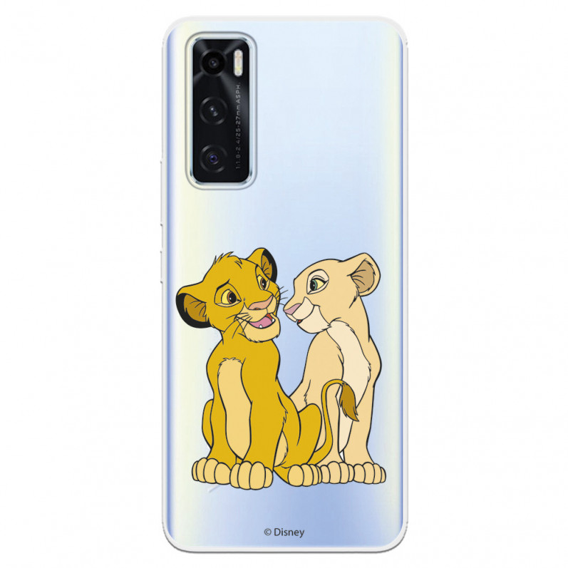 Funda para Vivo Y70 Oficial de Disney Simba y Nala Silueta - El Rey León