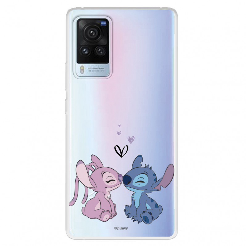 Funda para Vivo X60 Pro Oficial de Disney Angel & Stitch Beso - Lilo & Stitch