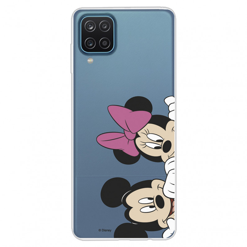 Funda para Samsung Galaxy M12 Oficial de Disney Mickey y Minnie Asomados - Clásicos Disney