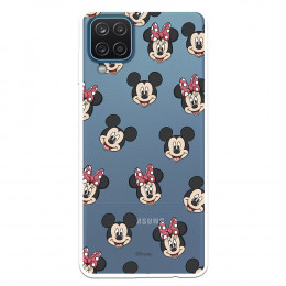 Funda para Samsung Galaxy M12 Oficial de Disney Mickey y Minnie Patrón Caras - Clásicos Disney