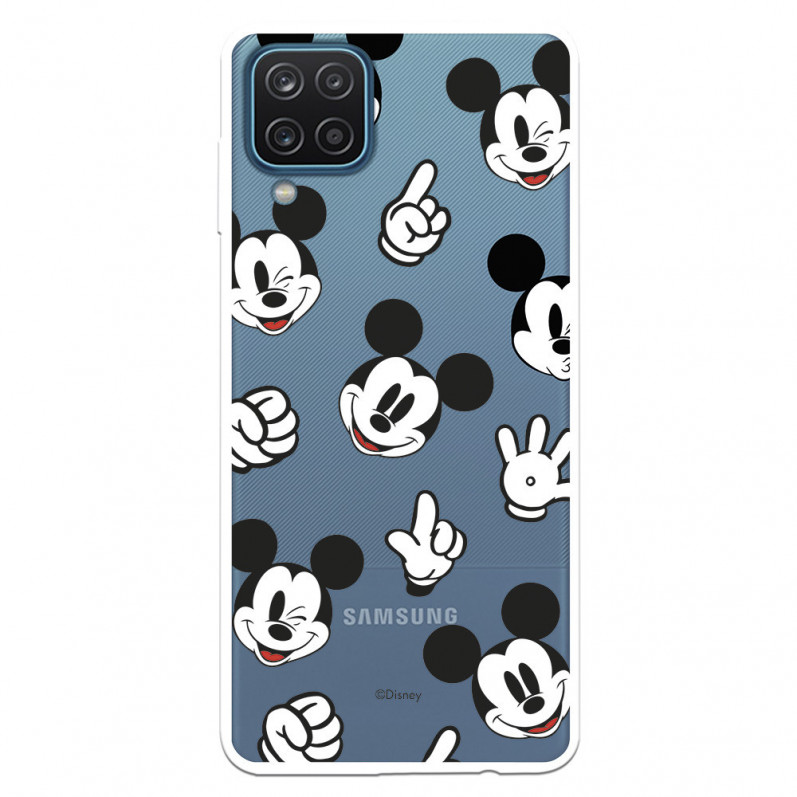 Funda para Samsung Galaxy M12 Oficial de Disney Mickey Patrón Cara y Manos - Clásicos Disney