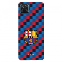 Funda para Samsung Galaxy M12 del Barcelona Escudo Fondo Cuadros - Licencia Oficial FC Barcelona