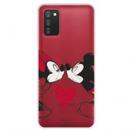 Funda para Samsung Galaxy A03s Oficial de Disney Mickey y Minnie Beso - Clásicos Disney