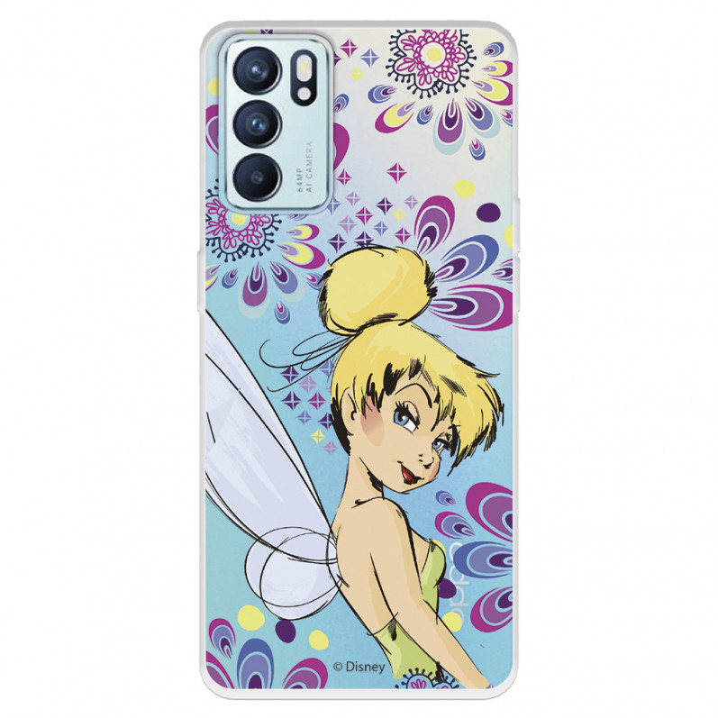 Funda para Oppo Reno6 Oficial de Disney Campanilla Flores - Peter Pan