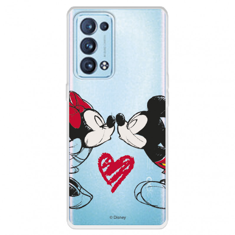 Funda para Oppo Reno6 Pro Oficial de Disney Mickey y Minnie Beso - Clásicos Disney