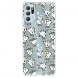 Funda para Motorola Moto G60S Oficial de Disney Chip Potts Siluetas - La Bella y la Bestia