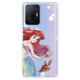 Funda para Xiaomi 11T Pro Oficial de Disney Ariel y Sebastián Burbujas - La Sirenita
