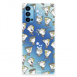 Funda para Oppo Reno4 5G Oficial de Disney Chip Potts Siluetas - La Bella y la Bestia