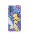 Funda para Samsung Galaxy M52 5G Oficial de Disney Campanilla Flores - Peter Pan