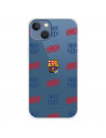 Funda para iPhone 13 del Barcelona Escudo Patron Rojo y Azul Transparente - Licencia Oficial FC Barcelona