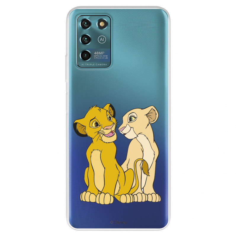 Funda para ZTE Blade V30 Vita Oficial de Disney Simba y Nala Silueta - El Rey León