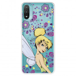 Funda para Motorola Moto E40 Oficial de Disney Campanilla Flores - Peter Pan