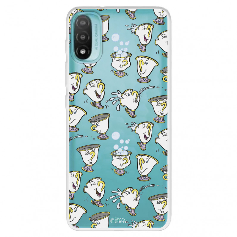 Funda para Motorola Moto E40 Oficial de Disney Chip Potts Siluetas - La Bella y la Bestia